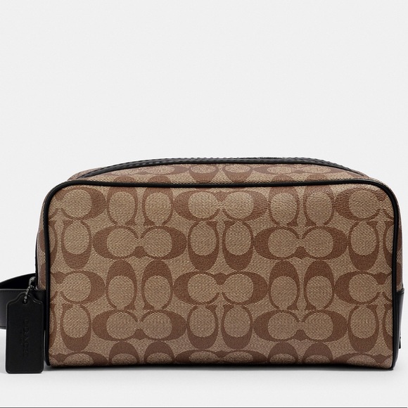 Coach Other - Coach Large Travel Kit In Signature Canvas Gunmetal/Tan Black